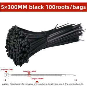 Кабельні стяжки 4,6(5)×300 мм універсальні нейлонові хомути для дротів, кабелів і монтажу