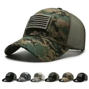 Камуфляжна кепка з сіткою та патчем прапора США