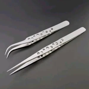 Набір антистатичних пінцетів з нержавіючої сталі (прямий + вигнутий) інструмент для точних робіт